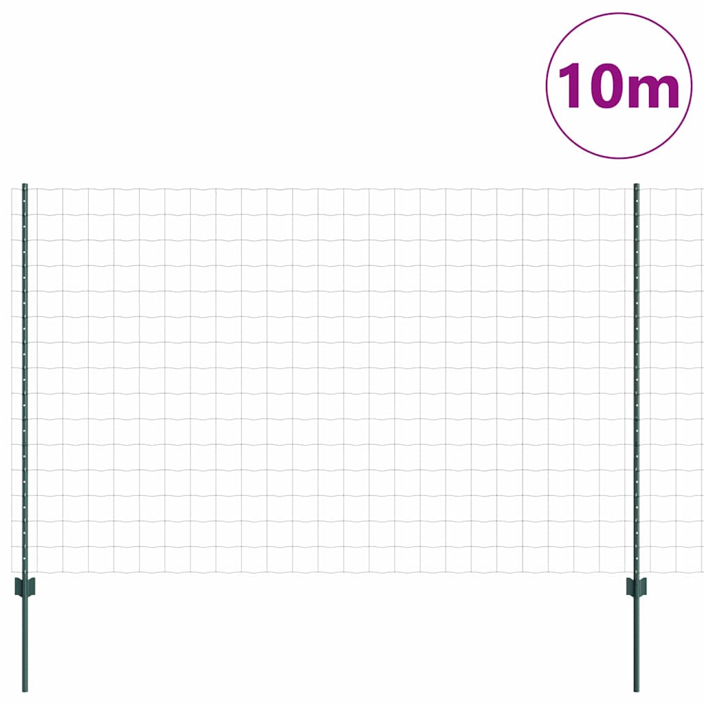 Zaun mit Pfosten Grün 1.5 x 10 m Stahl