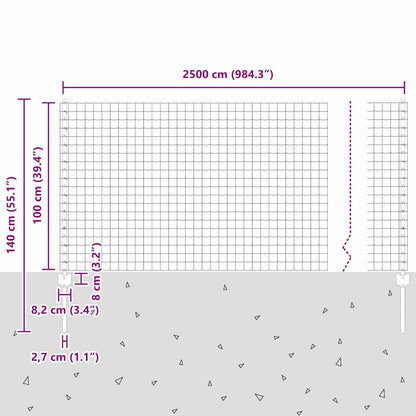 Zaun mit Pfosten Grün 1 x 25 m Stahl