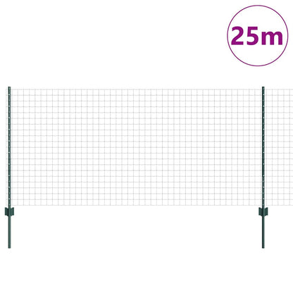 Zaun mit Pfosten Grün 1 x 25 m Stahl
