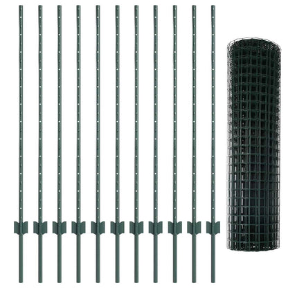Zaun mit Pfosten Grün 1.2 x 25 m Stahl