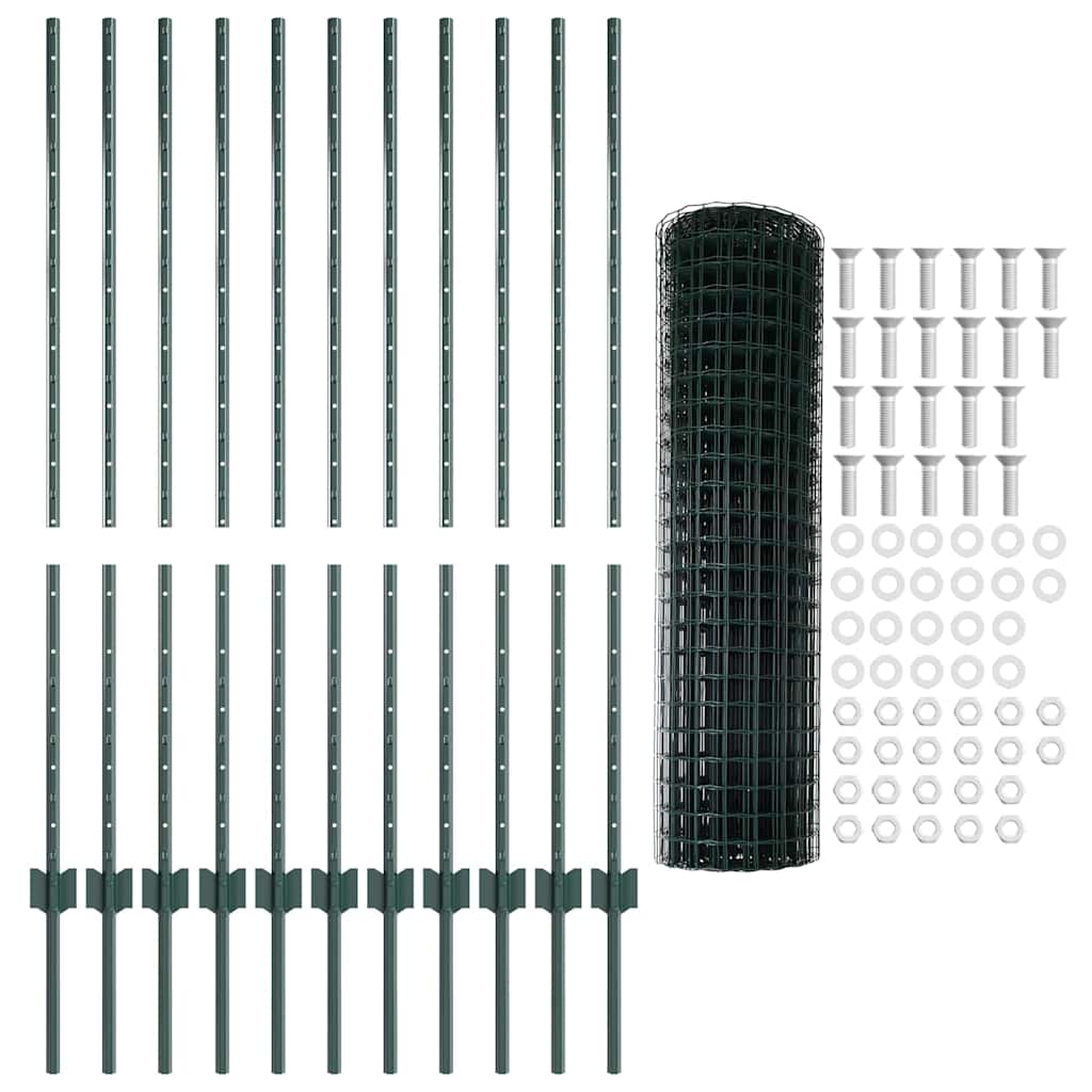 Zaun mit Pfosten Grün 1.2 x 25 m Stahl