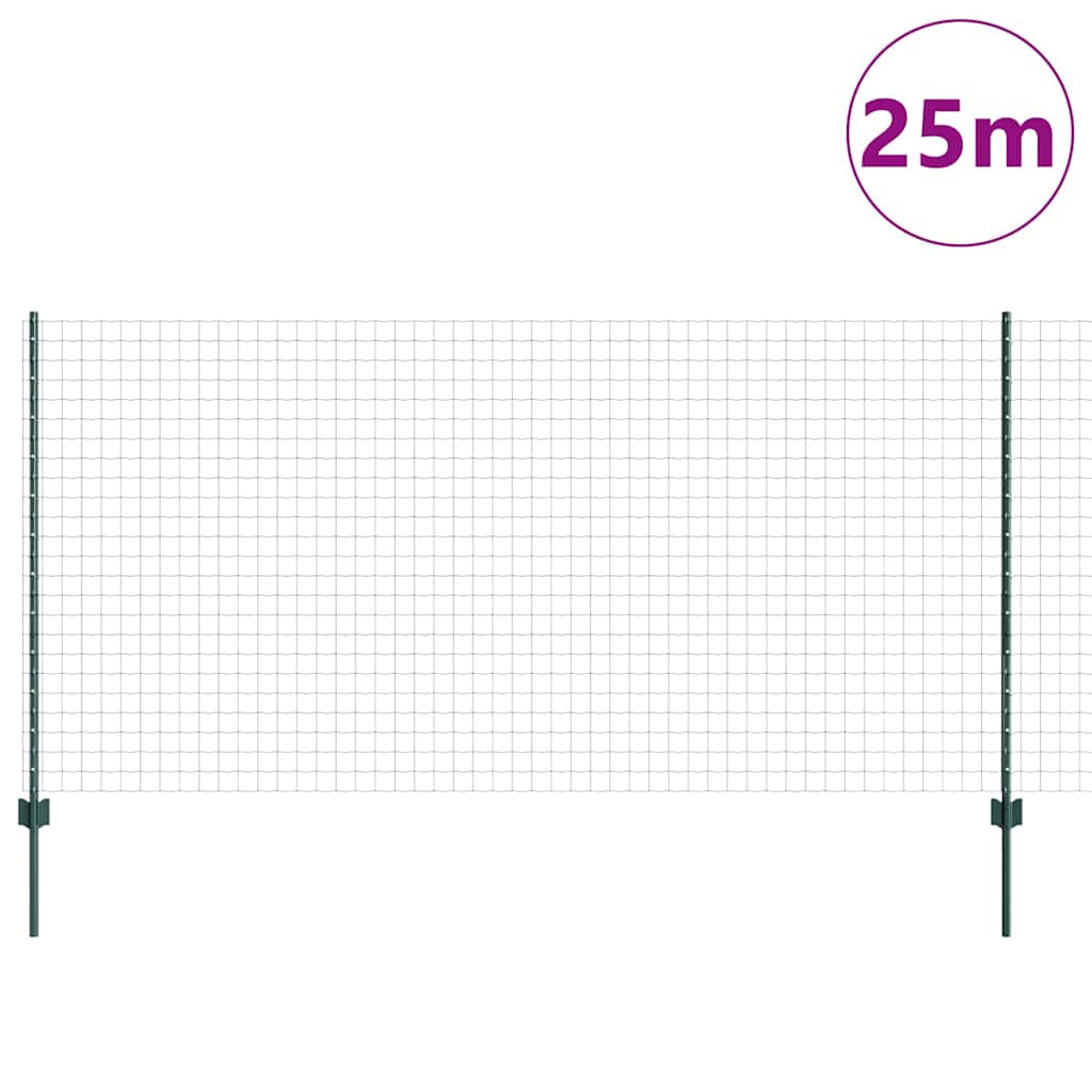 Zaun mit Pfosten Grün 1.2 x 25 m Stahl