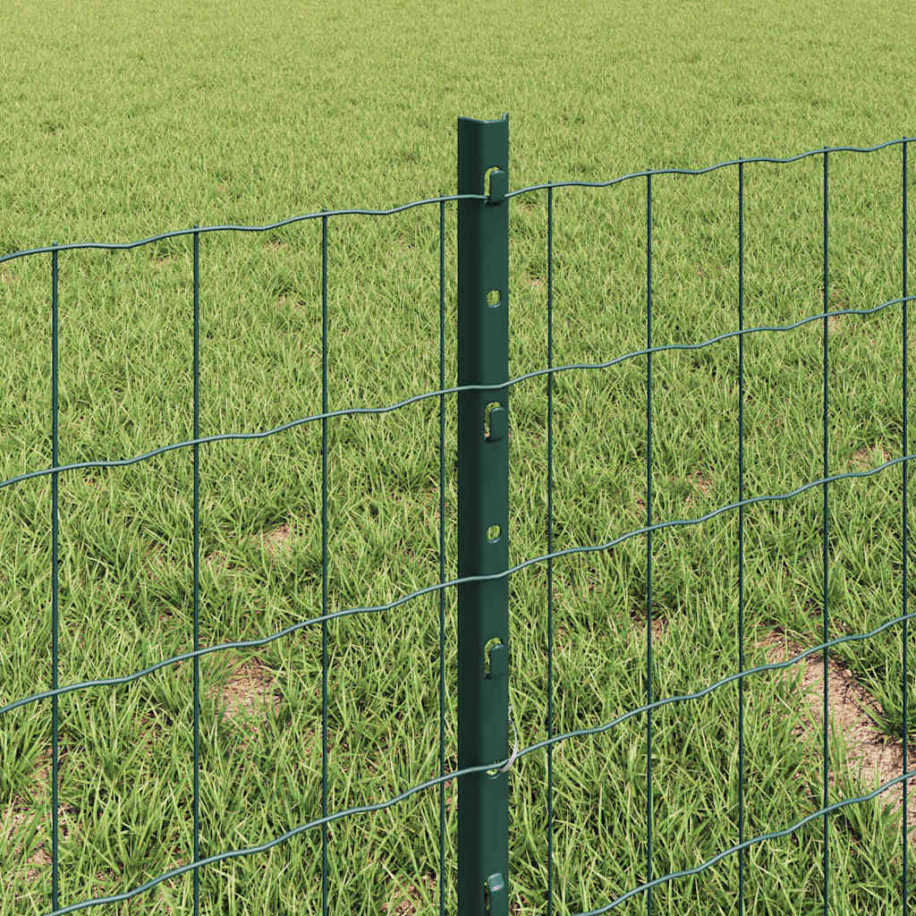 Zaun mit Pfosten Grün 0,4 x 25 m Stahl