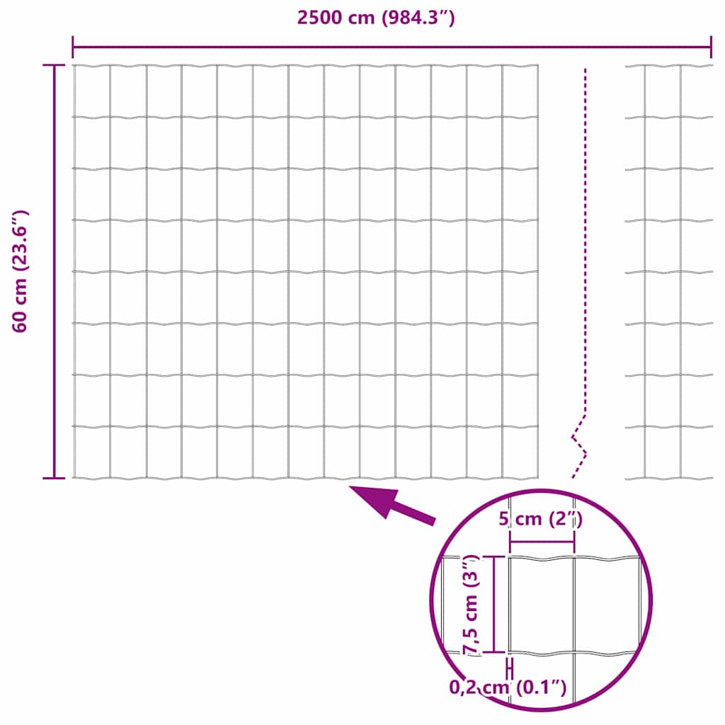Zaun mit Pfosten Grün 0,6 x 25 m Stahl