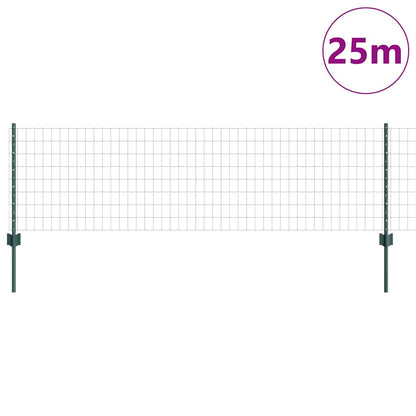 Zaun mit Pfosten Grün 0,6 x 25 m Stahl