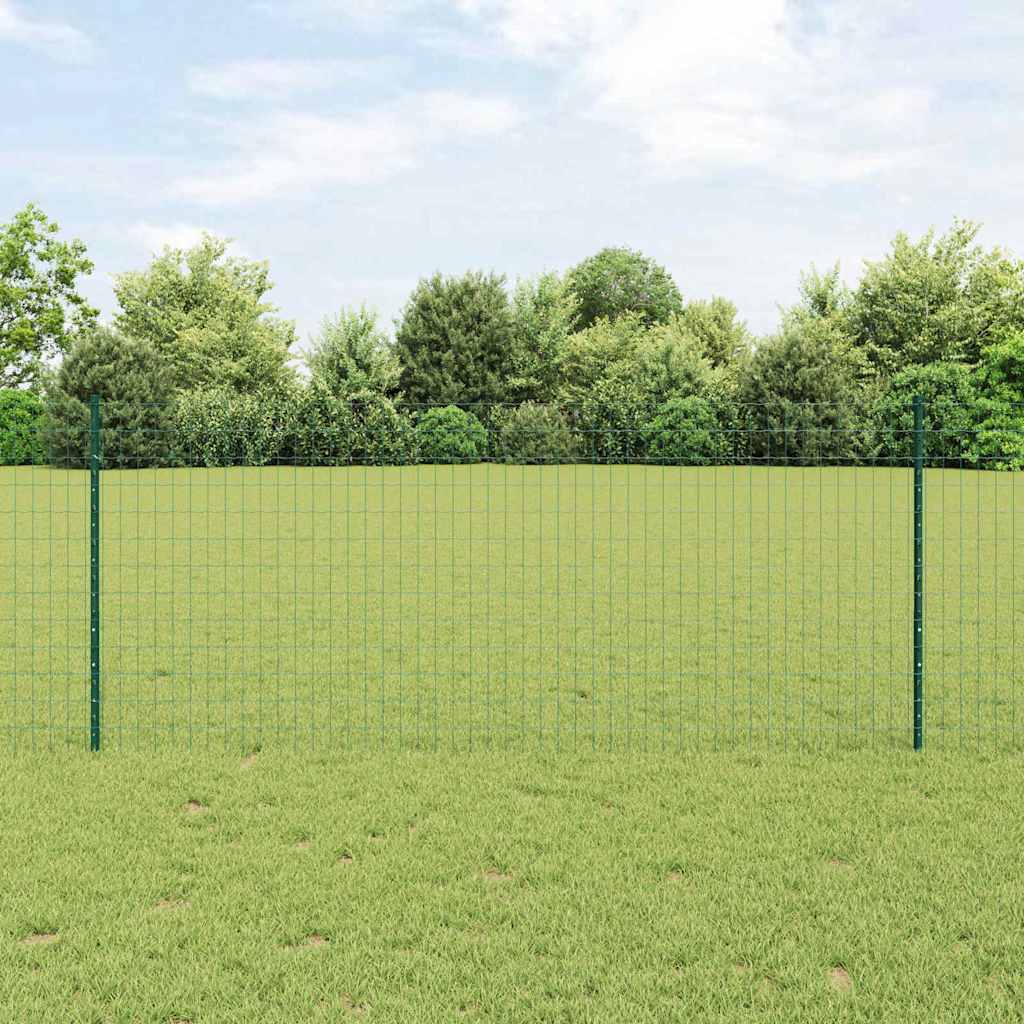 Zaun mit Pfosten Grün 1 x 25 m Stahl