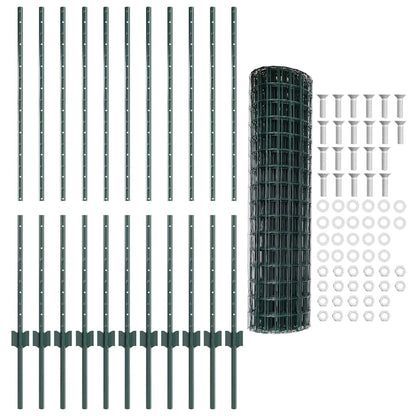 Zaun mit Pfosten Grün 1.2 x 25 m Stahl