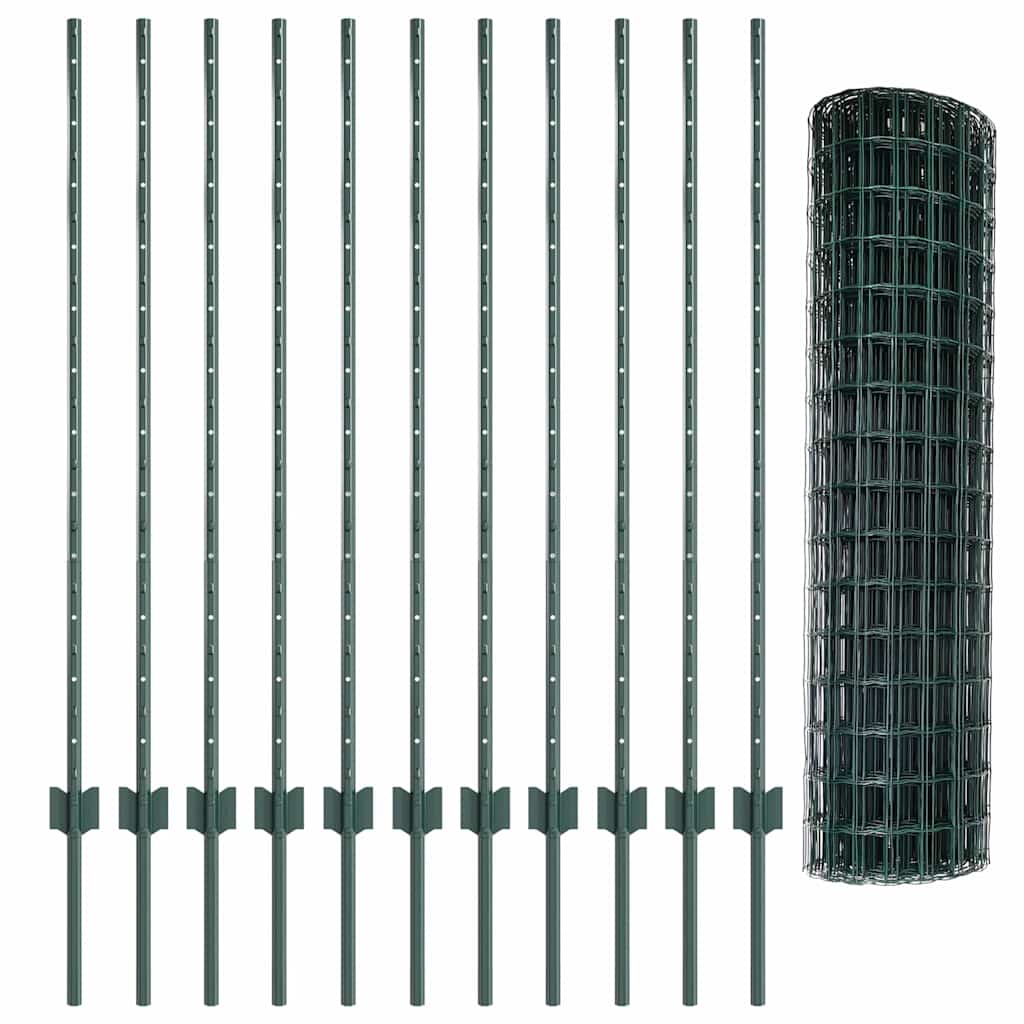 Zaun mit Pfosten Grün 1.2 x 25 m Stahl