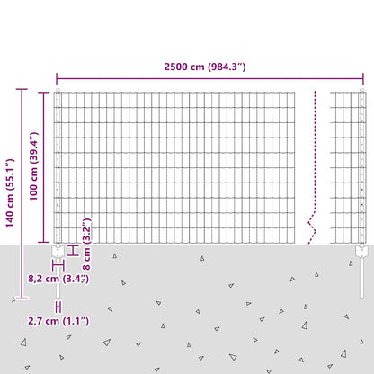 Zaun mit Pfosten Grün 1 x 25 m Stahl