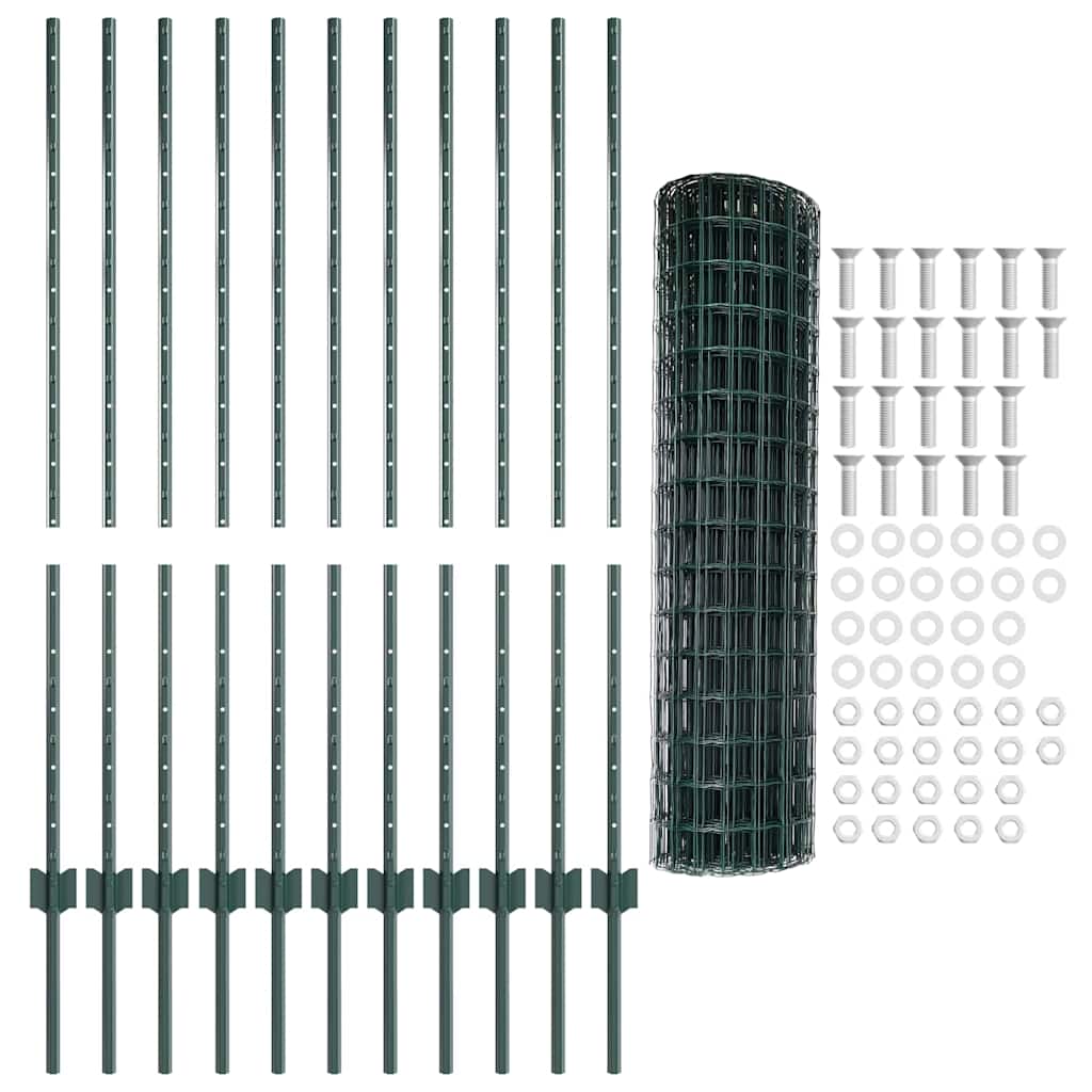 Zaun mit Pfosten Grün 1.2 x 25 m Stahl