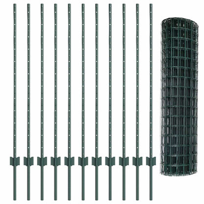 Zaun mit Pfosten Grün 1.2 x 25 m Stahl