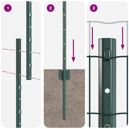 Zaun mit Pfosten Grün 1.2 x 25 m Stahl