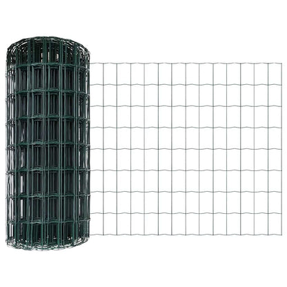 Zaun mit Pfosten Grün 0,4 x 25 m Stahl
