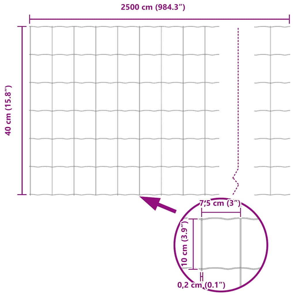 Zaun mit Pfosten Grün 0,4 x 25 m Stahl