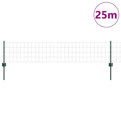Zaun mit Pfosten Grün 0,4 x 25 m Stahl