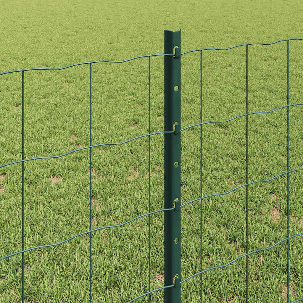 Zaun mit Pfosten Grün 0,8 x 25 m Stahl