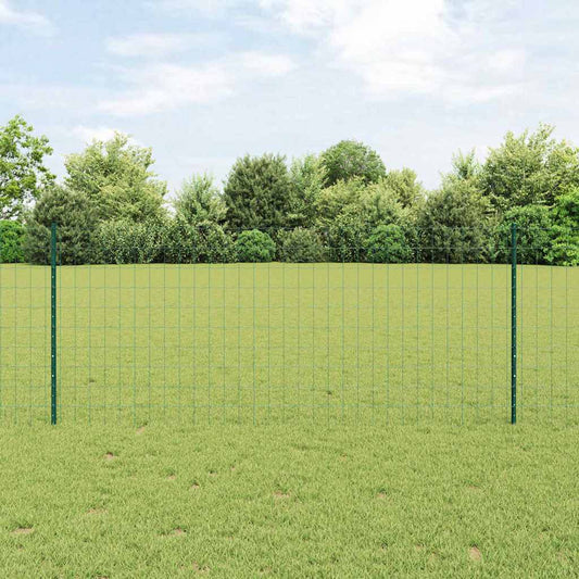 Zaun mit Pfosten Grün 1 x 25 m Stahl