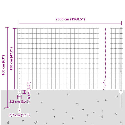 Zaun mit Pfosten Grün 1.2 x 25 m Stahl