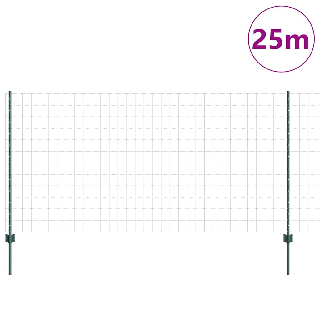 Zaun mit Pfosten Grün 1.2 x 25 m Stahl