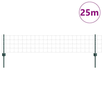 Zaun mit Pfosten Grün 0,4 x 25 m Stahl