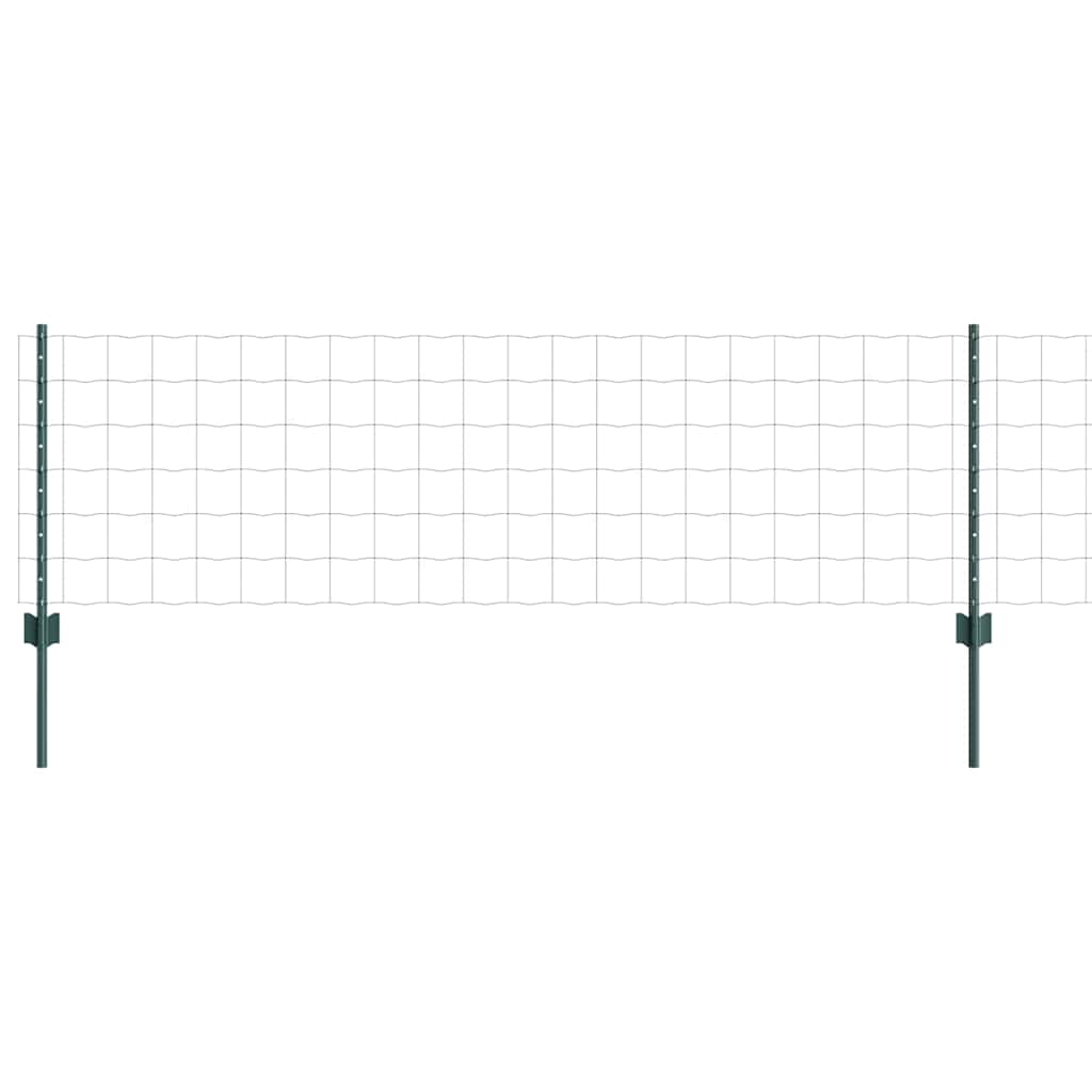 Zaun mit Pfosten Grün 0,6 x 25 m Stahl