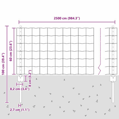 Zaun mit Pfosten Grün 0,6 x 25 m Stahl