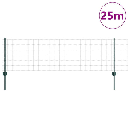 Zaun mit Pfosten Grün 0,6 x 25 m Stahl