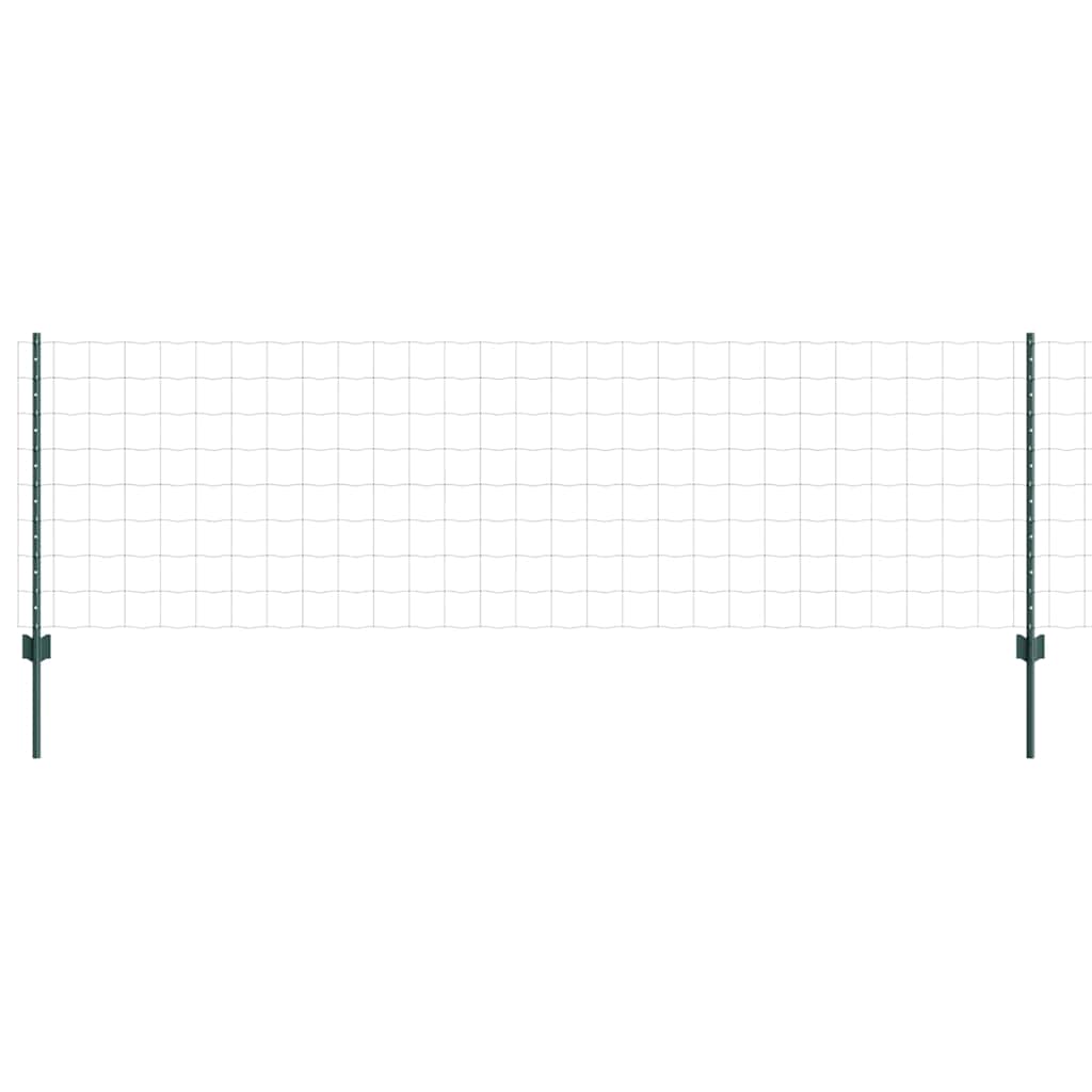Zaun mit Pfosten Grün 0.8 x 25 m Stahl