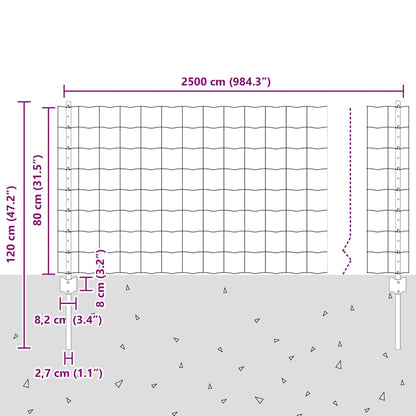 Zaun mit Pfosten Grün 0.8 x 25 m Stahl