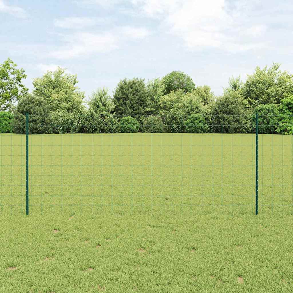 Zaun mit Pfosten Grün 1 x 25 m Stahl