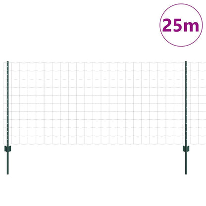 Zaun mit Pfosten Grün 1 x 25 m Stahl