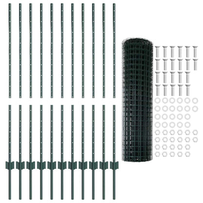 Zaun mit Pfosten Grün 1.2 x 25 m Stahl