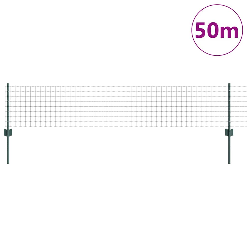 Zaun mit Pfosten Grün 0.4 x 50 m Stahl