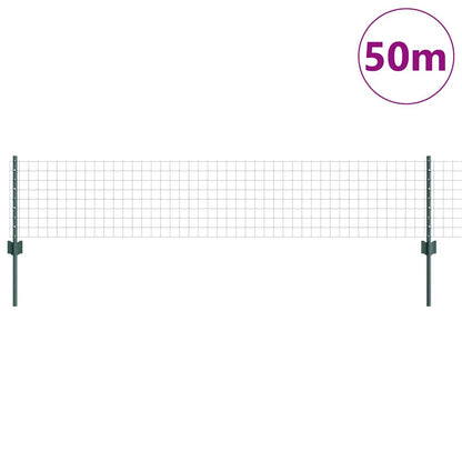 Zaun mit Pfosten Grün 0.4 x 50 m Stahl