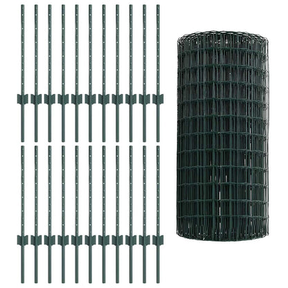 Zaun mit Pfosten Grün 0.6 x 50 m Stahl