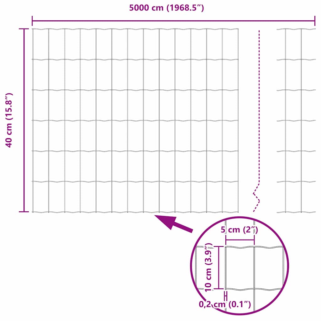 Zaun mit Pfosten Grün 0.4 x 50 m Stahl