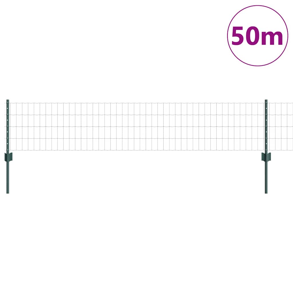 Zaun mit Pfosten Grün 0.4 x 50 m Stahl
