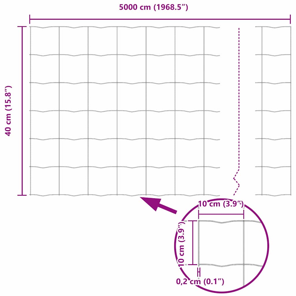 Zaun mit Pfosten Grün 0.4 x 50 m Stahl