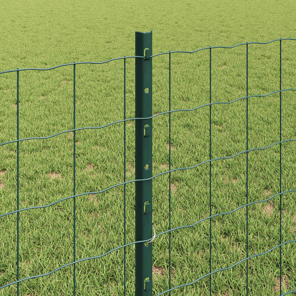 Zaun mit Pfosten Grün 0,8 x 10 m Stahl