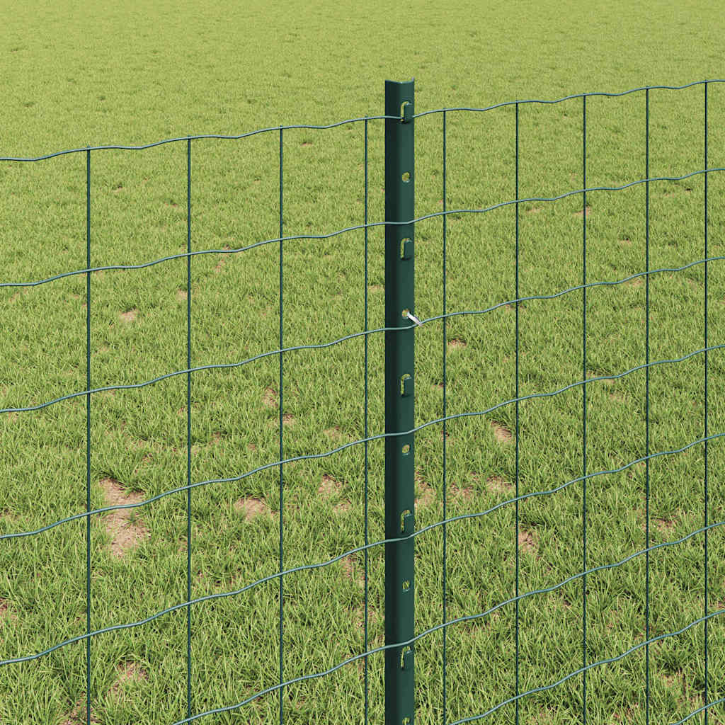 Zaun mit Pfosten Grün 1 x 10 m Stahl