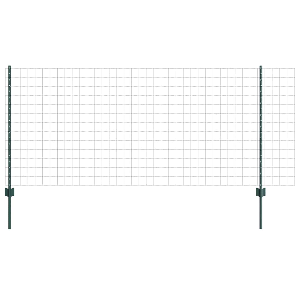 Zaun mit Pfosten Grün 1 x 10 m Stahl