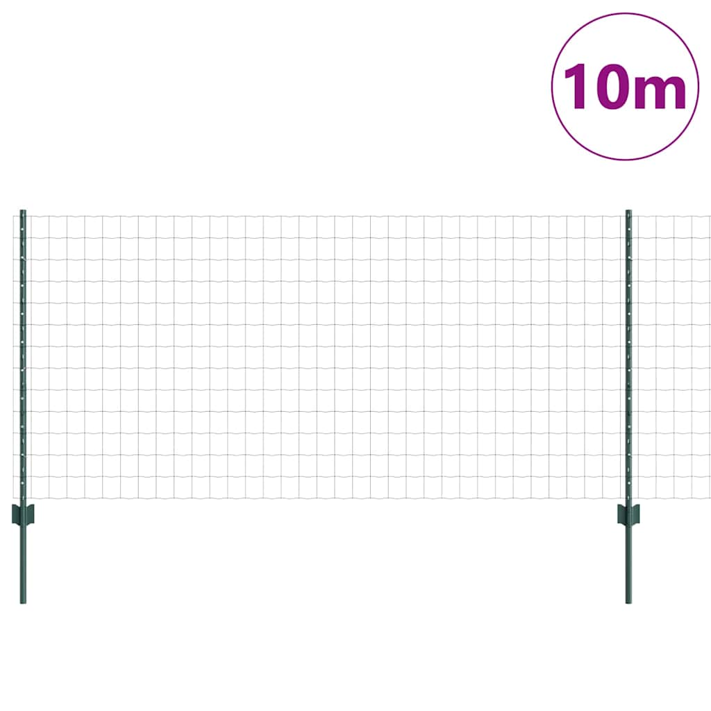 Zaun mit Pfosten Grün 1 x 10 m Stahl