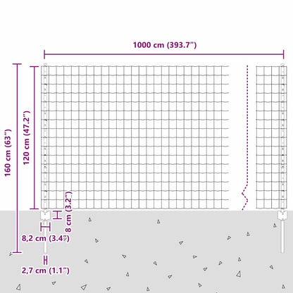 Zaun mit Pfosten Grün 1.2 x 10 m Stahl