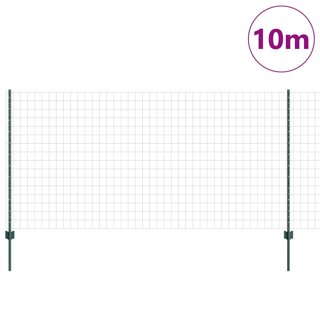 Zaun mit Pfosten Grün 1.2 x 10 m Stahl