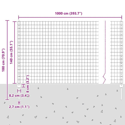 Zaun mit Pfosten Grün 1.4 x 10 m Stahl