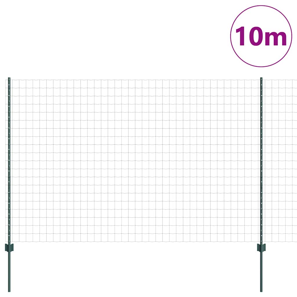 Zaun mit Pfosten Grün 1.5 x 10 m Stahl