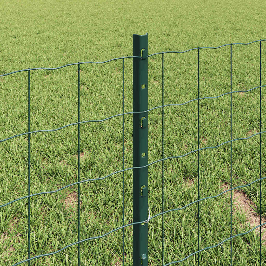 Zaun mit Pfosten Grün 0,4 x 25 m Stahl