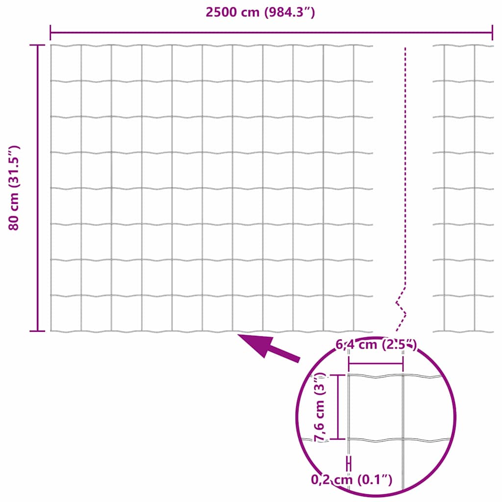 Zaun mit Pfosten Grün 0.8 x 25 m Stahl
