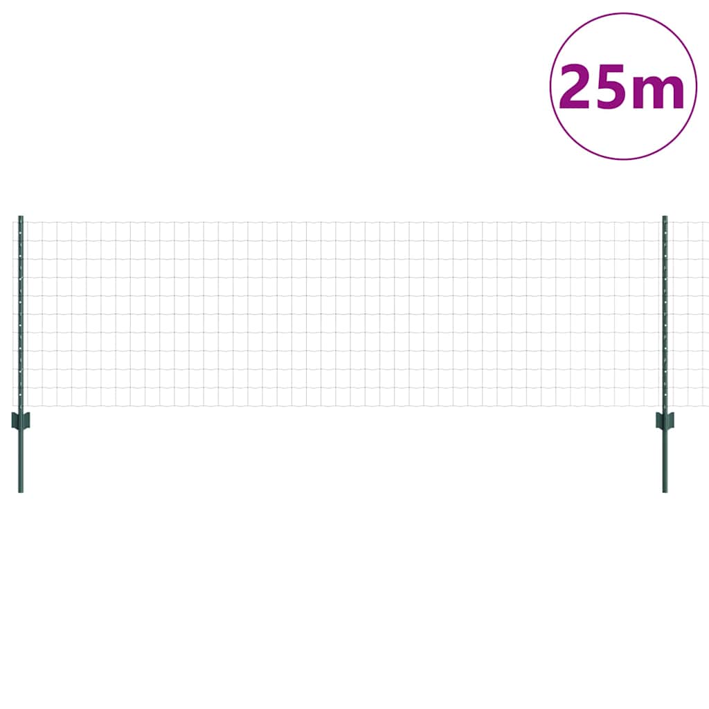 Zaun mit Pfosten Grün 0.8 x 25 m Stahl