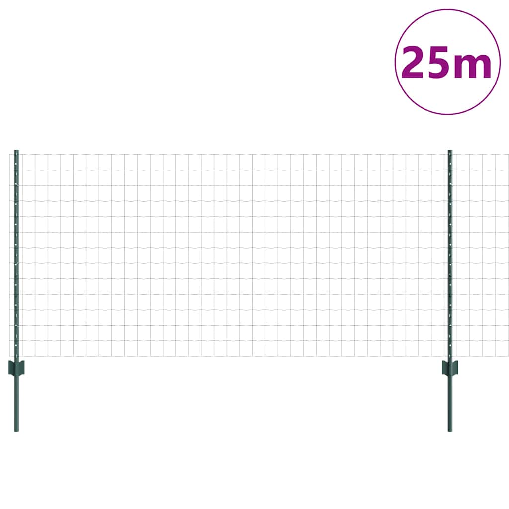 Zaun mit Pfosten Grün 1 x 25 m Stahl